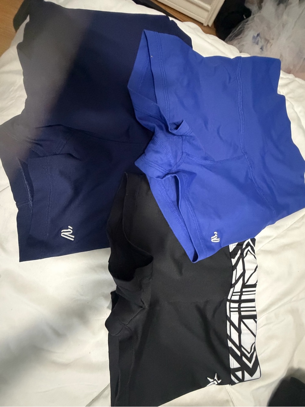 Varsity and Rebel Athletic Bike Shorts Trio - Navy, Royal Blue, Black